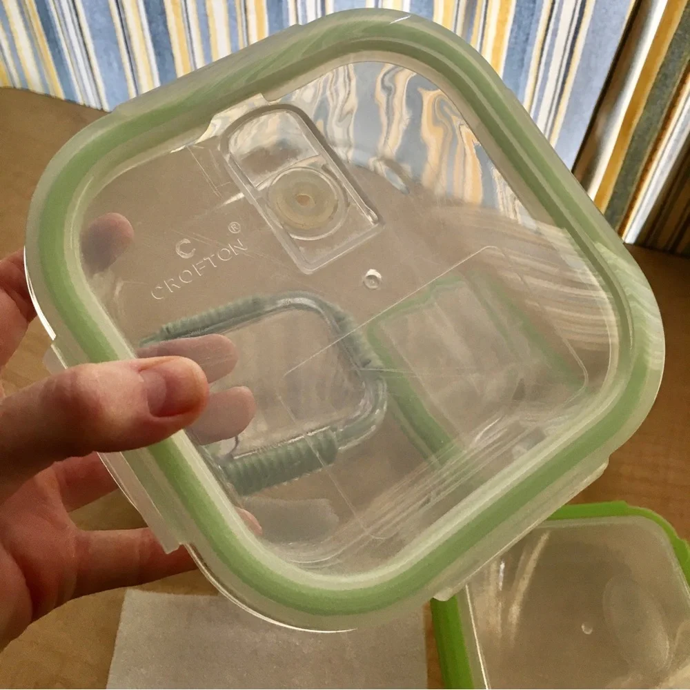Bundle 4 Food Storage Containers Green | Two Glass, Two Plastic